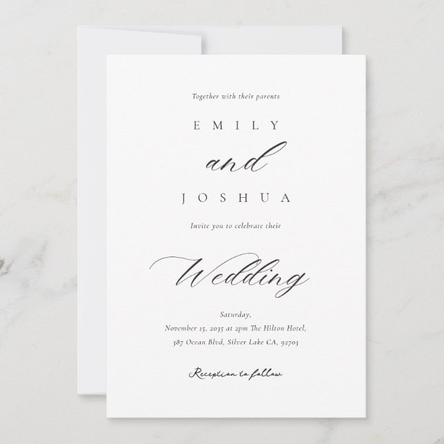 Modern Elegant Script Wedding Invitation (Front)