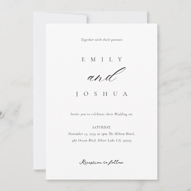 Modern Elegant Script Wedding Invitation (Front)