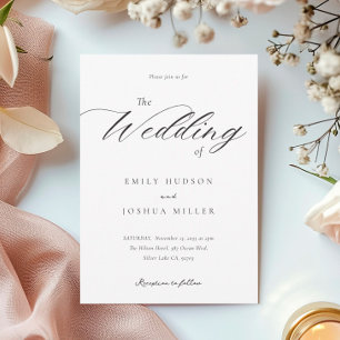 Modern Elegant Script Wedding Invitation