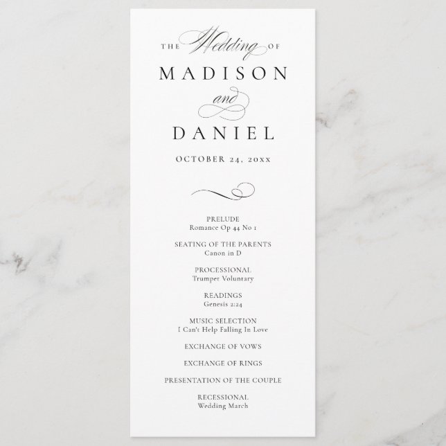 Modern Elegant Script Wedding Programme (Front)
