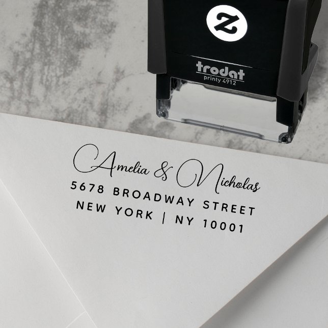Modern Elegant Script Wedding Return Address Self-inking Stamp (Creator Uploaded)