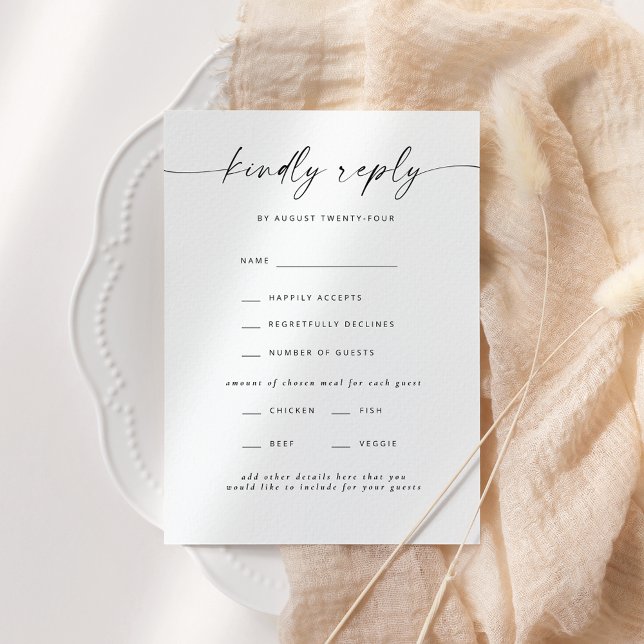 Modern Elegant Script Wedding RSVP Invitation (Creator Uploaded)