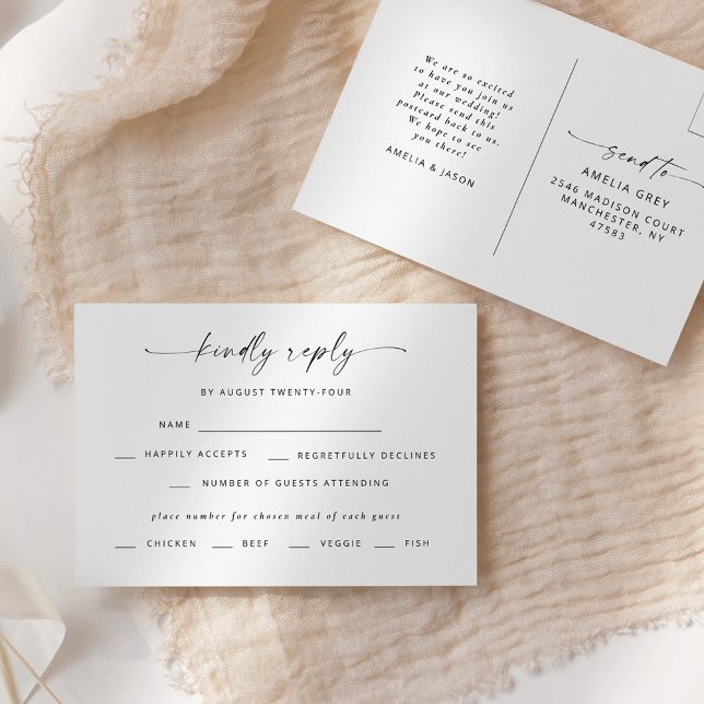 Modern Elegant Script Wedding RSVP Postcard (Creator Uploaded)