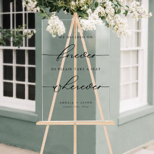 Modern Elegant Script Wedding Take A Seat Acrylic Sign