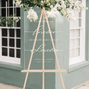 Modern Elegant Script Wedding Take A Seat Acrylic Sign