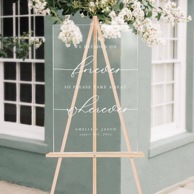 Modern Elegant Script Wedding Take A Seat Acrylic Sign (Creator Uploaded)