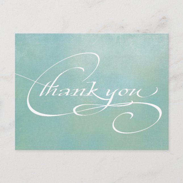 Modern Elegant Script Wedding Thank You Postcard (Front)