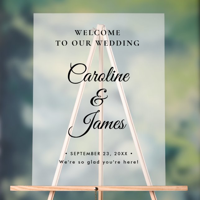 Modern Elegant Script Wedding Welcome  Acrylic Sig Sign (Neutral)