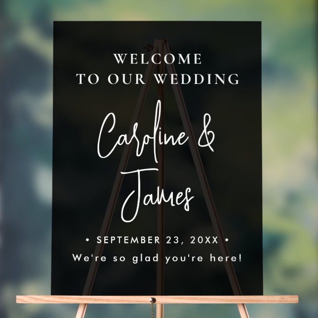 Modern Elegant Script Wedding Welcome  Acrylic Sig Sign (Neutral)