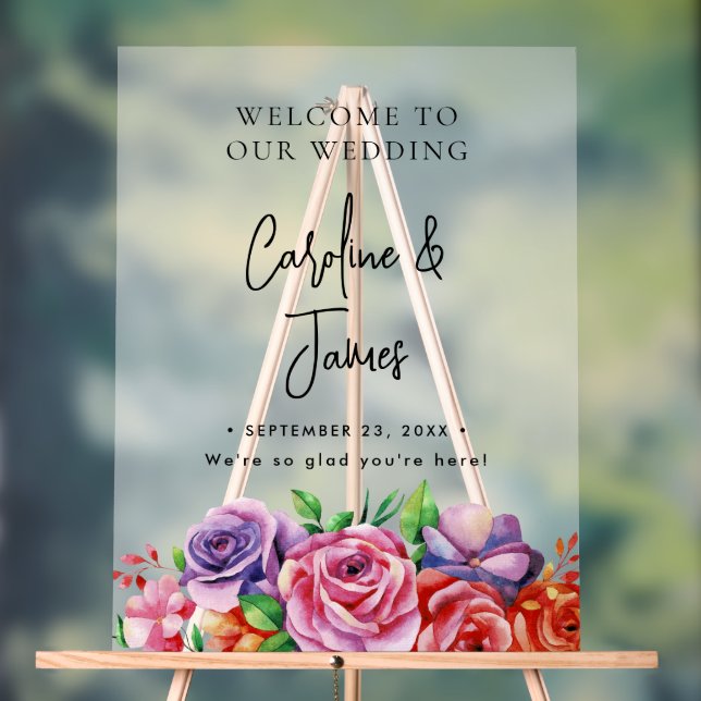 Modern Elegant Script Wedding Welcome  Acrylic Sign (Neutral)