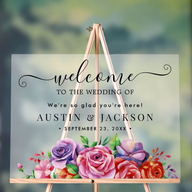 Modern Elegant Script Wedding Welcome  Acrylic Sign (Neutral)