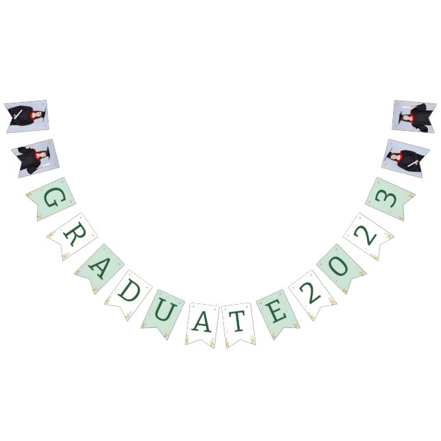 Modern Elegant Senior Green Themed Graduation Bunting (All)