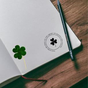 Modern Elegant Shamrock Custom Library Book Rubber Stamp