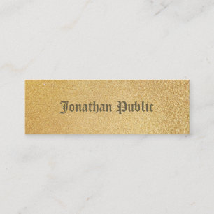 Modern Elegant Shiny Gold Foil Glamorous Plain Mini Business Card