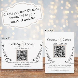 Modern Elegant Silhouette weddning dress Enclosure Card
