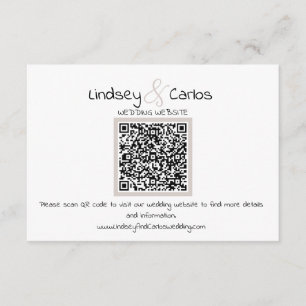 Modern Elegant Silhouette weddning dress QR-code Enclosure Card