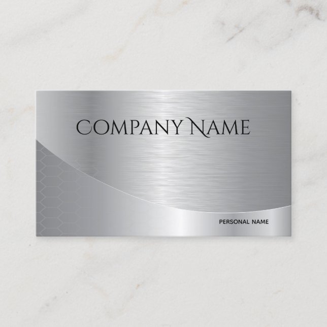 Modern Elegant Silver Corporate Business Card (Front)
