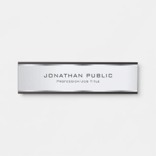 Modern Elegant Silver Customizable Template Door Sign
