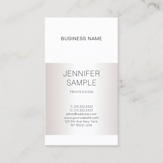 Modern Elegant Silver Design Professional Plain Business Card (Front)