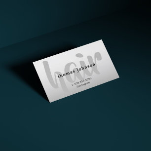 Modern Elegant Silver Grey White Hair Stylist Business Card