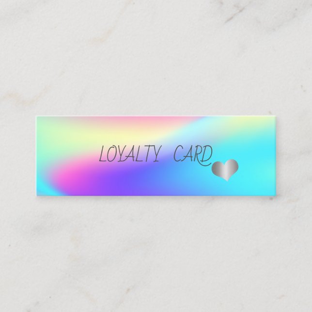 Modern Elegant Silver Hearts,Ombre Holographic Loyalty Card (Front)