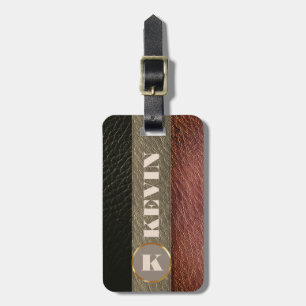 Modern Elegant Silver Metallic monogrammed Name L Luggage Tag