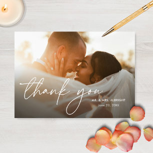 Modern Elegant Simple 2 Photos Wedding Thank You Card