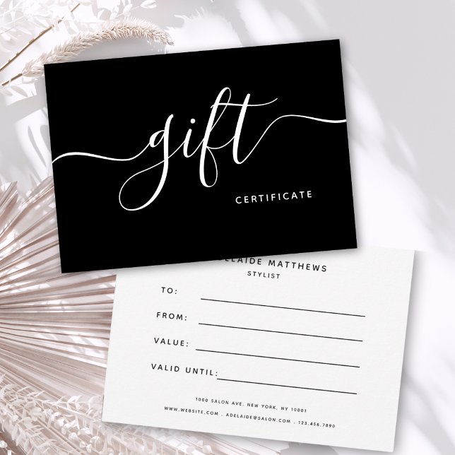 Modern Elegant Simple Black Beauty Salon Gift Card (Creator Uploaded)