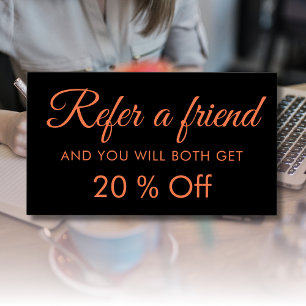 Modern Elegant Simple Black Coral  Referral Cards