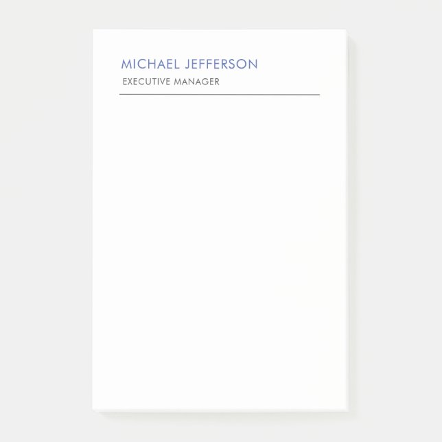 Modern Elegant Simple Blue White Post-it Notes (Front)