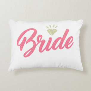 Modern Elegant Simple Bride Glittery Pink Diamond Decorative Cushion