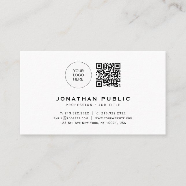 Modern Elegant Simple Design Your Custom Text Business Card (Front)