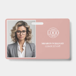 Modern Elegant Simple Dusty Rose Employee Photo ID Badge