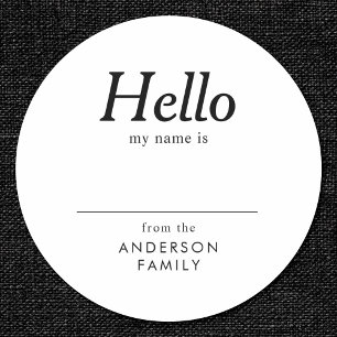 Modern Elegant Simple Family Reunion Name Classic Round Sticker