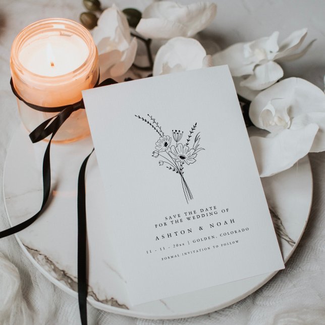 Modern Elegant Simple Floral Save The Date Card (Creator Uploaded)