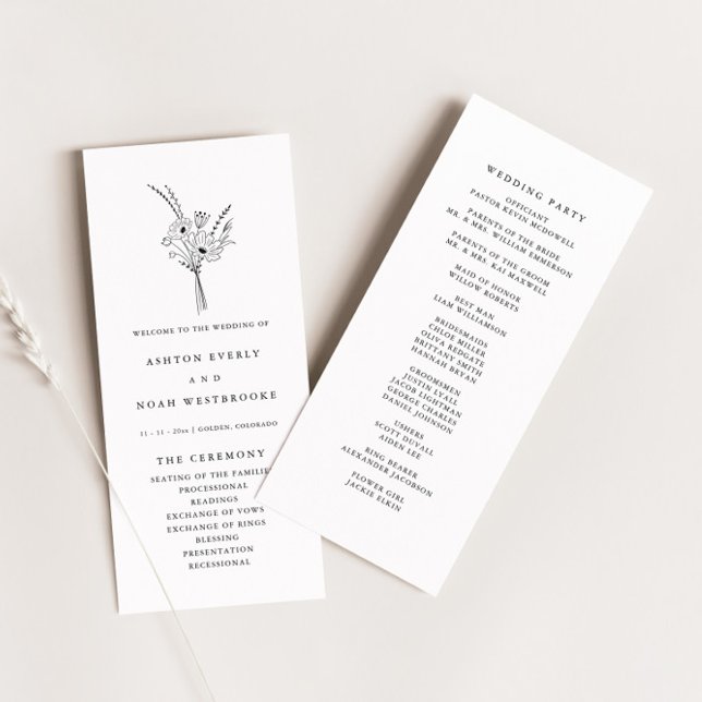 Modern Elegant Simple Floral Wedding Program (Creator Uploaded)
