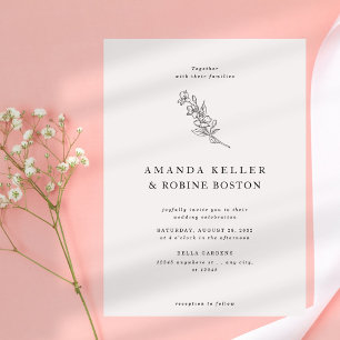 Modern Elegant Simple Flower Wedding Invitation