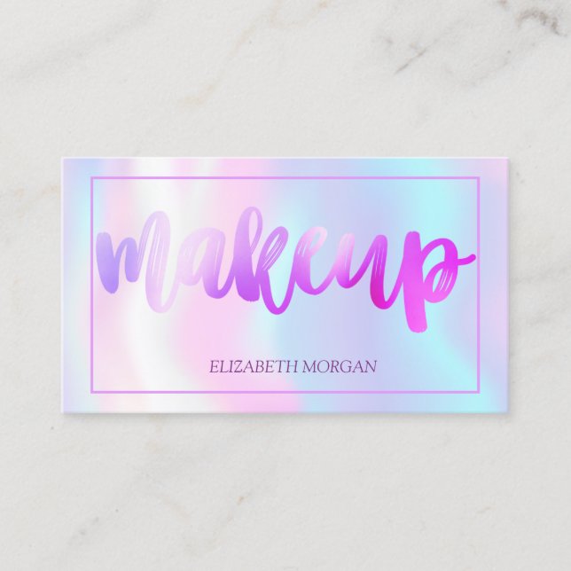 Modern Elegant Simple Frame Holographic Business Card (Front)