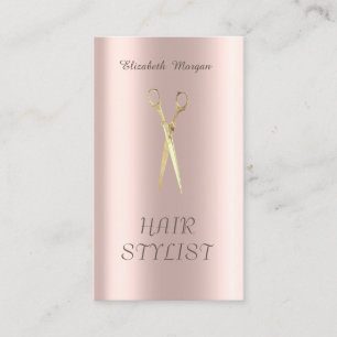 Modern Elegant Simple Gold Scissors Rose Gold Business Card