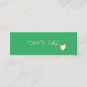 Modern Elegant Simple Green,Gold Hearts Loyalty Card