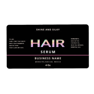 Modern elegant simple hair serum label