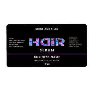 Modern elegant simple hair serum label