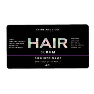 Modern elegant simple hair serum label