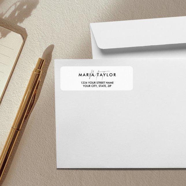 Modern Elegant Simple Minimalist Black and White  (Simple Minimalist Black and White return address label)