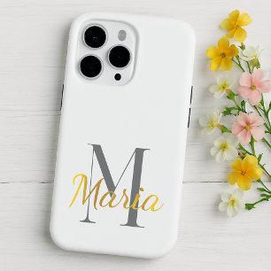 Modern elegant simple minimalist pastel initials iPhone 15 pro max case