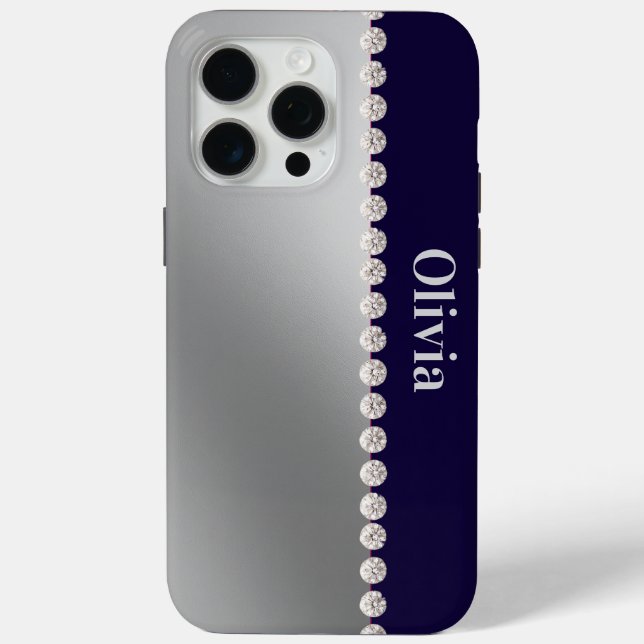 Modern elegant  simple minimalistic  diamond Case-Mate iPhone case (Back)