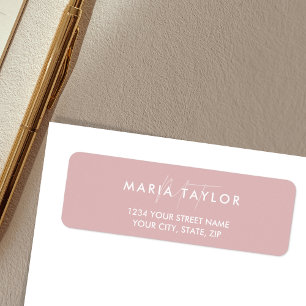 Modern Elegant Simple Monogram Stylish Blush Pink 