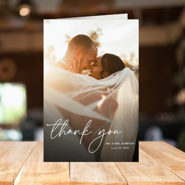 Modern Elegant Simple Portrait Photo Wedding Thank You Card (Creator Uploaded)