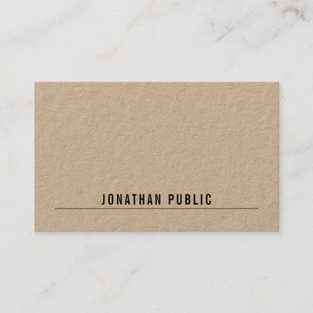 Modern Elegant Simple Professional Template Kraft Business Card (Front)