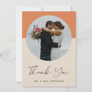 Modern elegant simple script photo wedding thank you card